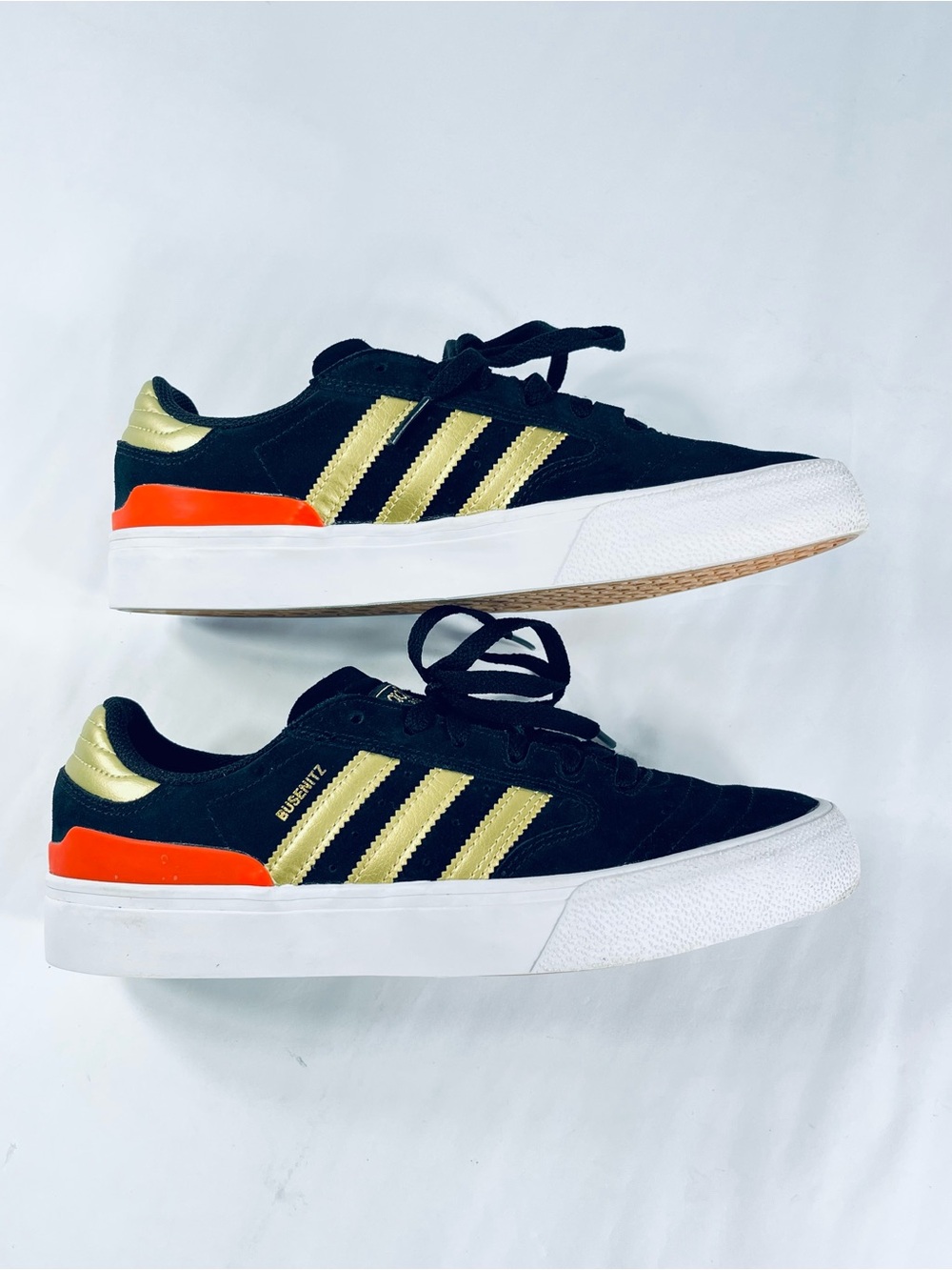 Adidas Busenitz Vulc II Black Gold Orange Men’s Size 7 Low-Top Sneakers # EF8470